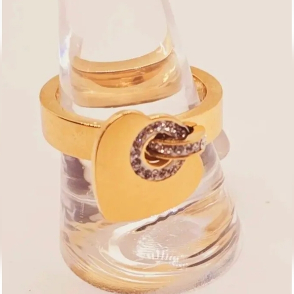 Rhinestone Heart Gold Charm Ring Size 9 avail. - Picture 5 of 5